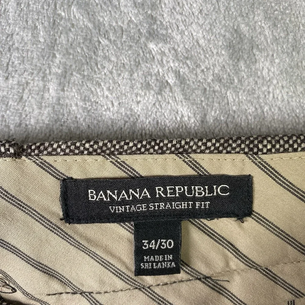 Banana Republic Vintage Straight Fit Pants Mens Size 34x30 Brown Wool Blend Prep